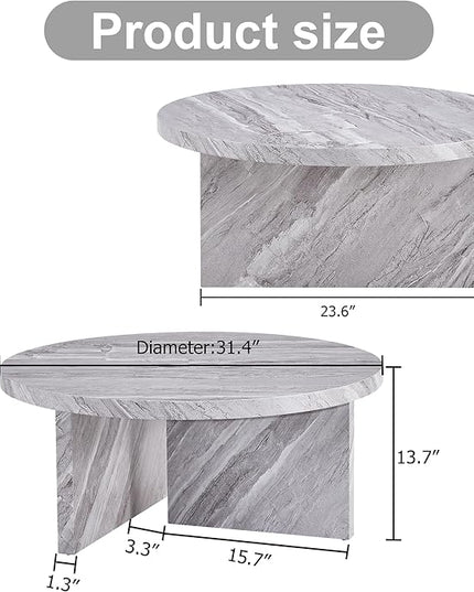 NicBex Modern Round MDF Material Circular Coffee Table with Texture, 31.4 Inch Contemporary Middle Table Modern Tea Table Suitable for Small Spaces, Living Room, Gray - LeafyLoom