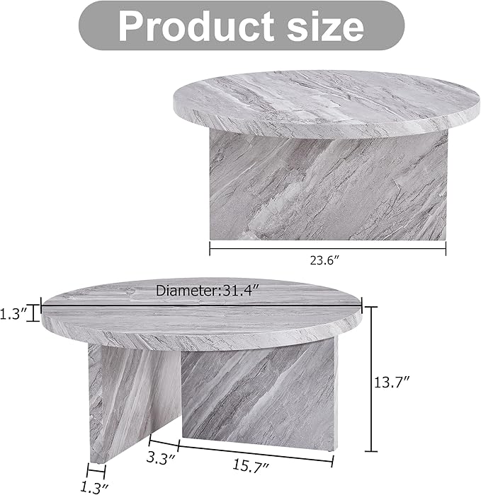 NicBex Modern Round MDF Material Circular Coffee Table with Texture, 31.4 Inch Contemporary Middle Table Modern Tea Table Suitable for Small Spaces, Living Room, Gray - LeafyLoom