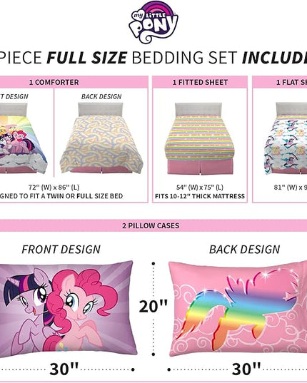 Franco Kids Bedding Super Soft Microfiber Comforter and Sheet Set, 5 Piece Full Size, My Little Pony - LeafyLoom