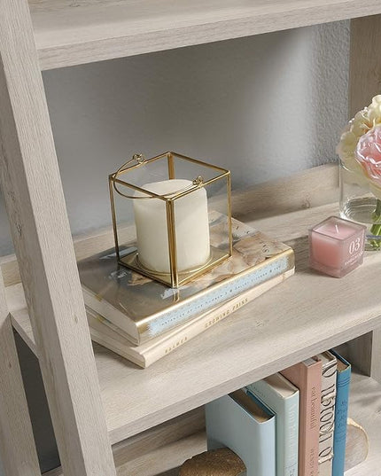 Sauder Trestle 5 Bookcase/Book Shelf, L: 23.54" x W: 16.61" x H: 71.14", Chalked Chestnut finish - LeafyLoom