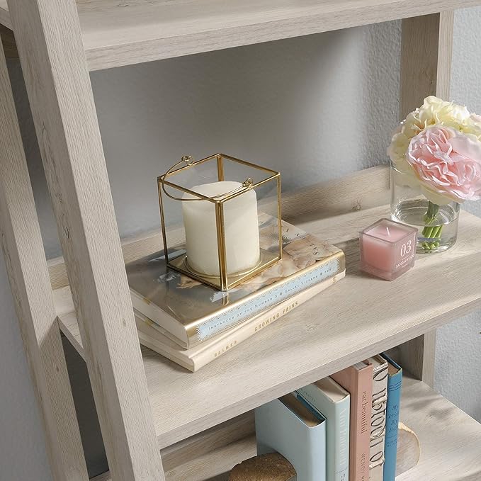 Sauder Trestle 5 Bookcase/Book Shelf, L: 23.54" x W: 16.61" x H: 71.14", Chalked Chestnut finish - LeafyLoom