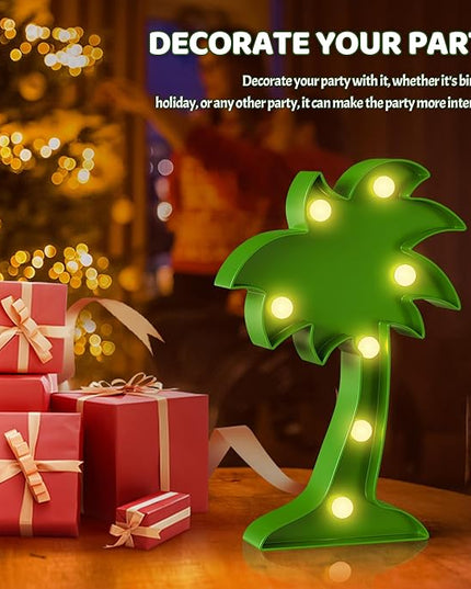 Palm Tree Decor, Battery Powered Night Light for Kids, Hawaiian Party Decorations, Luau Party Decorations, Tropical Kids Room Decor, Hawaiian Wall Decor - LeafyLoom