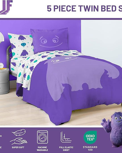 IF Imaginary Friends Twin Comforter Set - Purple 5 Piece Bed Set includes Sheet Set & Pillow Covers - Super Soft Kids Bedding Features Blue - LeafyLoom