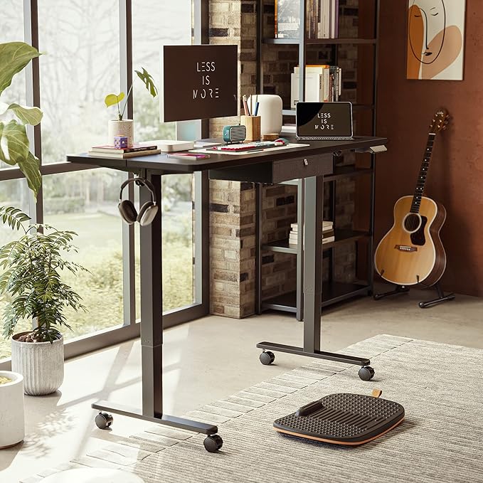 FEZIBO 63 x 24 Inches Standing Desk with Drawer, Adjustable Height Electric Stand up Desk with Storage, Sit Stand Home Office Desk, Ergonomic Computer Desk, Black - LeafyLoom