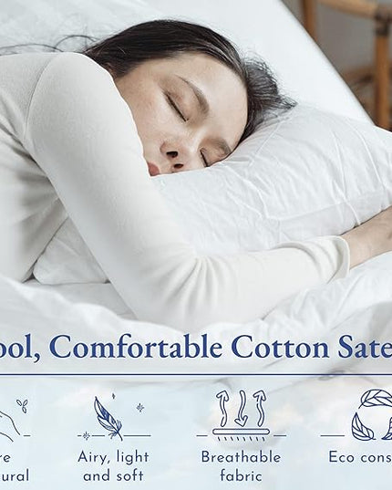 California Design Den Striped Sheets for King Size Bed, Soft 100% Cotton Sheets, Luxury 400 Thread Count Sateen, 4 Piece Deep Pocket Cooling Sheets Set (White Sheets) - LeafyLoom