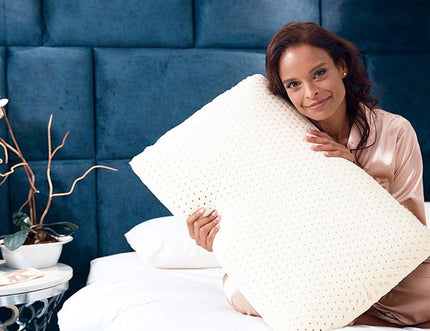 Talalay Natural Latex Pillow DreamLogix - Set of 2 - Standard Size Medium Soft Pillows for Sleeping, Side & Back Sleepers, Neck Support, Pain Relief (Medium Soft, Standard Size 24''x16'') - LeafyLoom