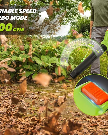 HARDELL Cordless Leaf Blower, 20V Electric Leaf Blower with 4.0Ah Battery and Charger, 280MPH/400CFM High Speed Leaf Blowers for Lawn Care, Blowing Leaves, Dust and Snow - LeafyLoom