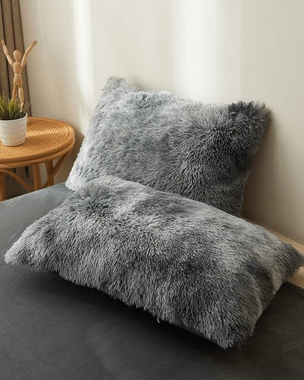Tie dye Dark Gray Plush Fluffy Comforter Cover Set Queen - Ultra Soft Faux Fur tie dye Bedding Sets 3 Pieces (1 Shaggy Duvet Cover + 2 Pillow case) Fluffy Bed Set (Tie Dye Dark Gray, Queen) - LeafyLoom