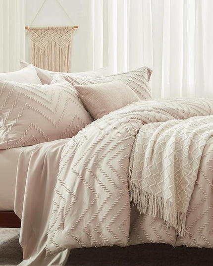 Anluoer Queen Comforter Set, khaki Tufted Bed in a Bag 7 Pieces with comforters and sheets, All Season Bedding Sets with 1 Comforter, 2 PillowShams, 2 Pillowcases, 1 Flat Sheet, 1 Fitted Sheet - LeafyLoom