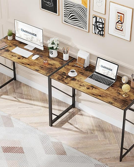Elephance Folding Desk Writing Computer Desk for Home Office, No-Assembly Study Office Desk Foldable Table for Small Spaces - LeafyLoom
