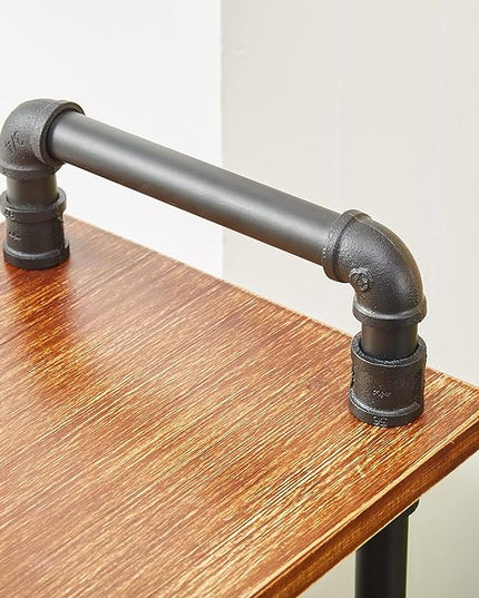 Industrial Bookshelf, Bookcases and Book Shelves 5 Shelf,Pipe Bookshelf, Industrial Pipe Shelving, Pipe Shelves(Rustic Brown, 29.5" L x 11.8" W x 70" H) - LeafyLoom
