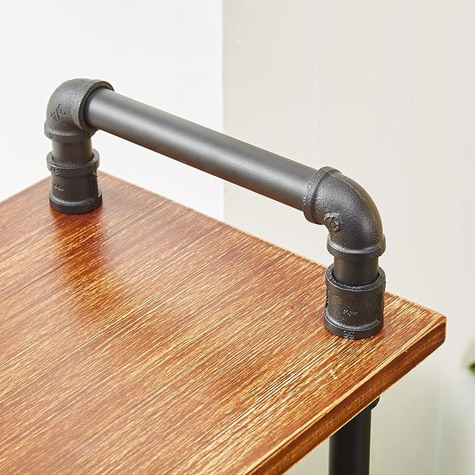 Industrial Bookshelf, Bookcases and Book Shelves 5 Shelf,Pipe Bookshelf, Industrial Pipe Shelving, Pipe Shelves(Rustic Brown, 29.5" L x 11.8" W x 70" H) - LeafyLoom