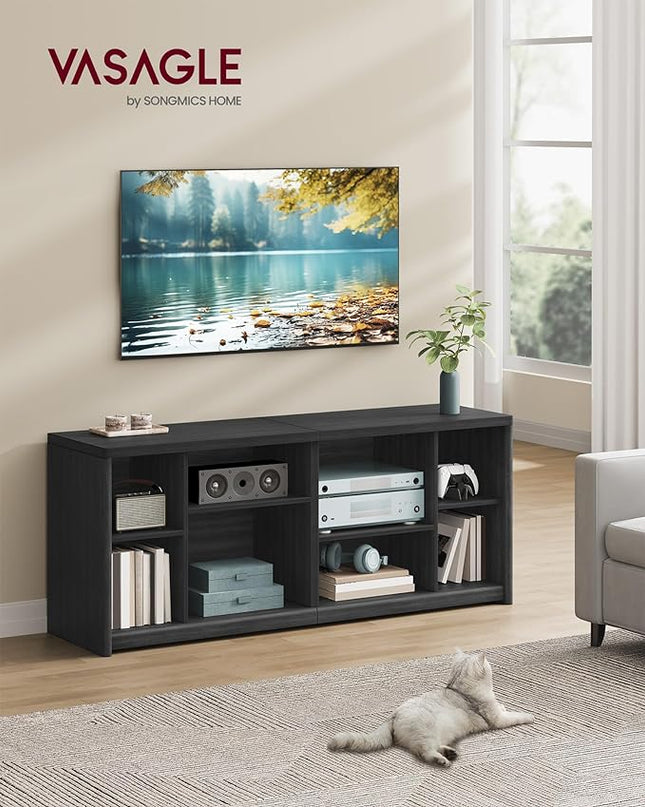 VASAGLE TV Stand for TVs up to 65 Inches, Entertainment Center with Storage Shelves, TV Console Table, Easy to Assemble, TV Cabinet for Living Room, Bedroom, Ash Black ULTV111B01 - LeafyLoom