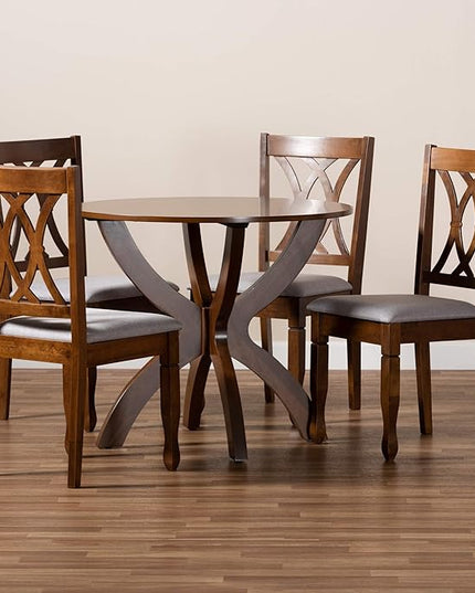 Baxton Studio Dining Sets, Grey/Walnut - LeafyLoom