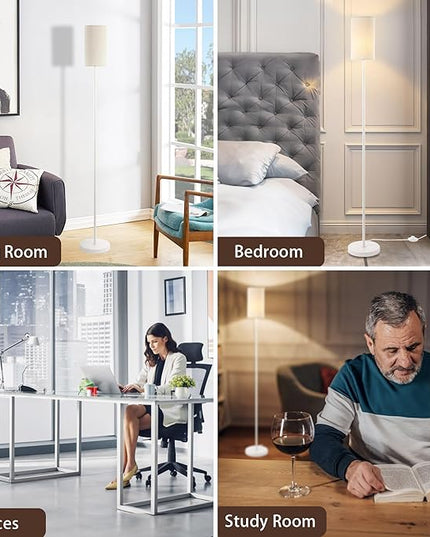 Floor Lamps for Living Room Modern Tall Lamp for Bedroom Office Corner (White, 65'') - LeafyLoom