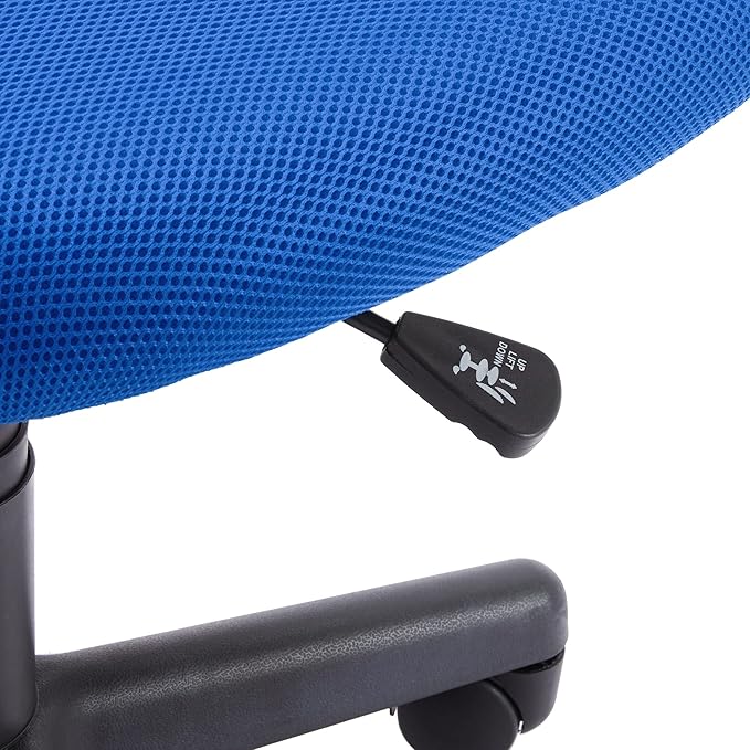 Amazon Basics Office Computer Task Desk Chair, Low-Back, Pneumatic Seat, Breathable Mesh, Adjustable, 21.25"D x 22.5"W x 38"H, Swivel, 270 Pound Capacity, Blue Nylon - LeafyLoom
