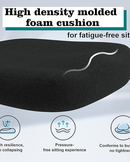 Ergonomic Office Chair, High Back Mesh Desk Chair with Thick Molded Foam Cushion, Coat Hanger, Adjustable Headrest, Lumbar Support, Tilt & Lock Function - Task Chair (All Black) - LeafyLoom