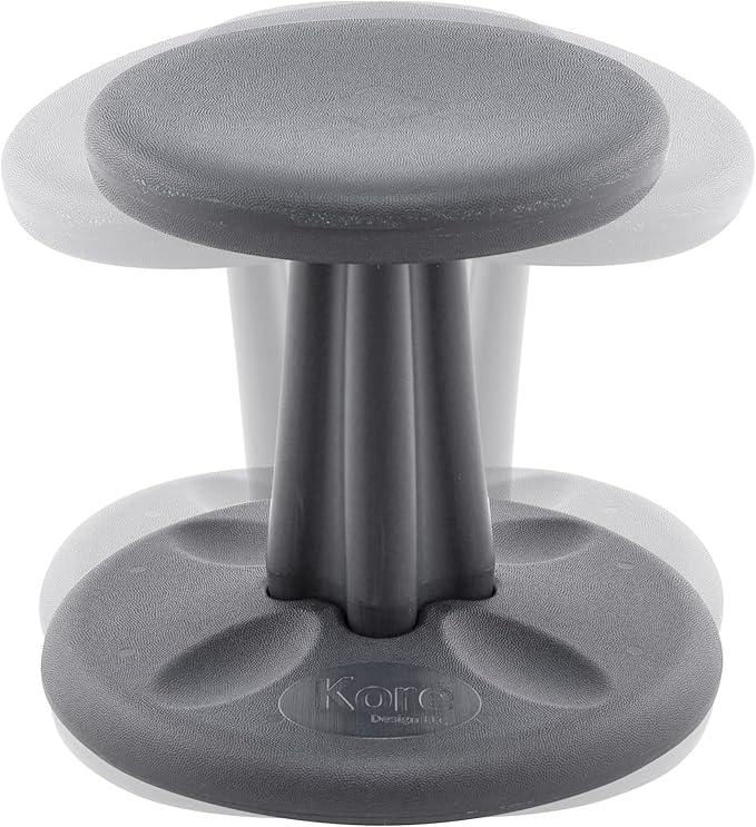Kore Kids Preschool Wobble Chair - Flexible Seating Stool for Classroom, Preschool, Kindergarten & Elementary School - Age 4-5 yrs, Grey (12in) - LeafyLoom