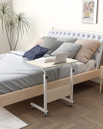 SogesGame End Table Height Adjustable Laptop Table, Portable Desk Cart Tray Mobile Side Table Sofa Table, Snack Table Industrial C Table for Coffee Snack Sofa,Maple,05#3-60MP-S8-US - LeafyLoom