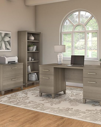 Bush Somerset Lateral File Cabinet, Ash Gray (WC81680) - LeafyLoom