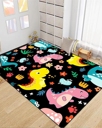 Dinosaur Rugs for Boys Bedroom - Dinosaur Pattern Area Rug Kids Bedroom Rug Kids Play Rugs for Boys Dinosaur Bedroom Decor for Boys Colorful Dinosaur Print Area Rug Kids Rugs for Bedroom,3'×5' - LeafyLoom