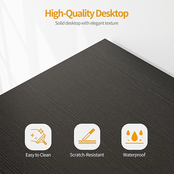 CubiCubi Computer Desk, 63" Study Writing Table for Home Office, Modern Simple Style PC Desk, Black - LeafyLoom