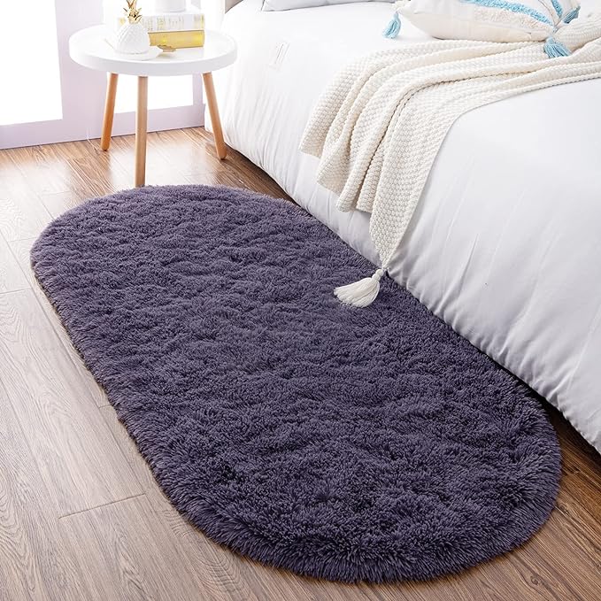Noahas Ultra Soft Fluffy Bedroom Rugs Kids Room Carpet Modern Shaggy Area Rugs Home Decor 2.6' X 5.3', Taro Purple - LeafyLoom