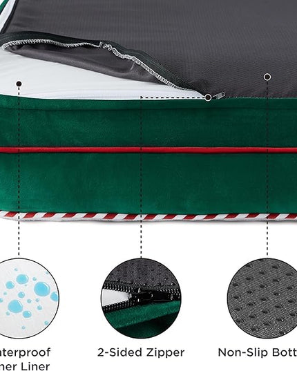 Bedsure Orthopedic Dog Bed for Large Dogs - Big Washable Dog Sofa Beds Large, Supportive Foam Pet Couch Bed with Removable Washable Cover, Waterproof Lining and Nonskid Bottom, Green BEDSURE