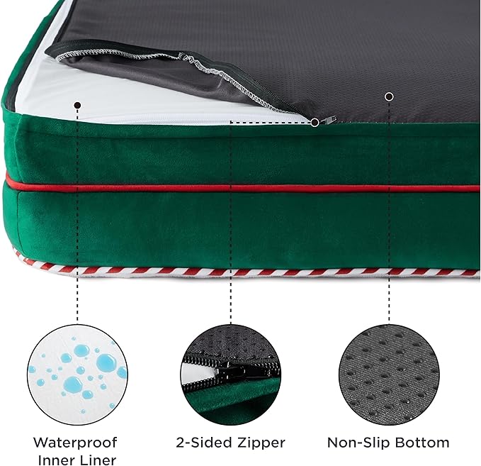 Bedsure Orthopedic Dog Bed for Large Dogs - Big Washable Dog Sofa Beds Large, Supportive Foam Pet Couch Bed with Removable Washable Cover, Waterproof Lining and Nonskid Bottom, Green BEDSURE