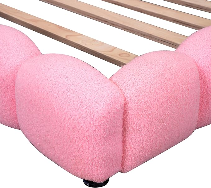 Full Size Upholstered Daybed Sofa Bed with L-shaped Headboard, USB Ports and LED Belt, Pink - LeafyLoom