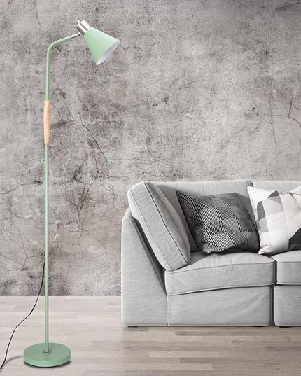 NIOSTA Height Adjustable Reading Floor Lamp,Industrial Modern Style,360°Rotatable Shade, 3color Adjustable,for Living Room,Office, Bedroom Reading, Easel Work etc (Green+Wood) - LeafyLoom