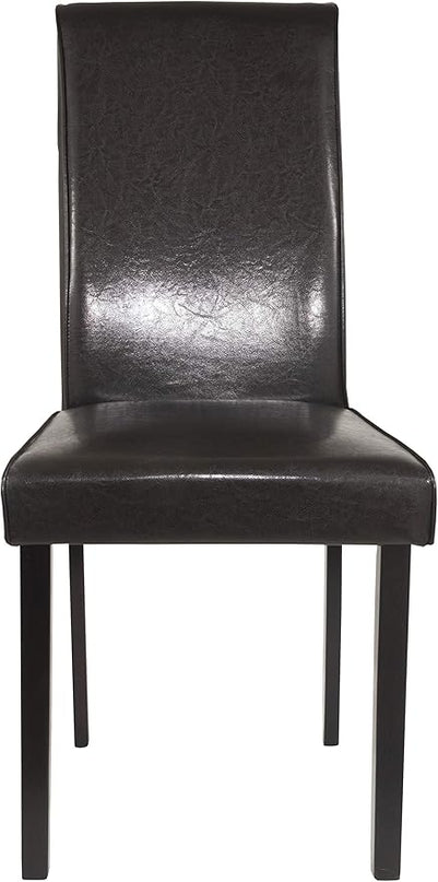Signature Design by Ashley Kimonte Modern 19" Faux Leather Upholstered Armless Dining Chair, 2 Count, Dark Brown - LeafyLoom