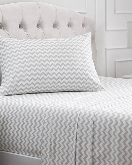 Mellanni Twin Sheets Set - 3 PC Iconic Collection Bedding Sheets & Pillowcases - Hotel Luxury, Extra Soft, Cooling Bed Sheets - Deep Pocket up to 16 inch (Twin, Chevron Gray) - LeafyLoom