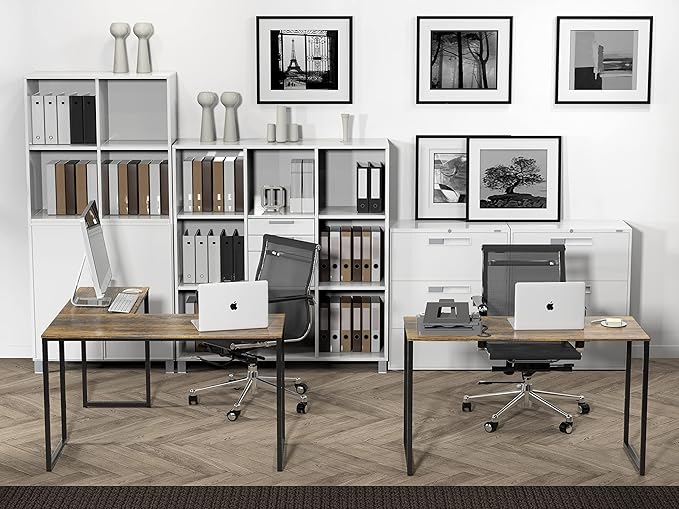 SHW 48-Inch Mission L-Shaped Home Computer Desk, Rustic Brown - LeafyLoom