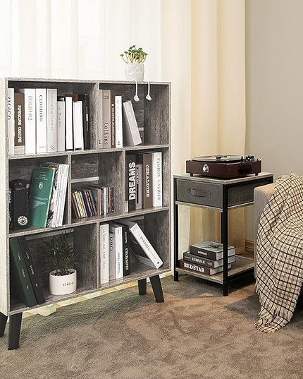 LEYAOYAO Bookshelf Cube Storage Organizer,3 Tier Bookcase with Legs,Modern Wood Open Shelf,Dirty Grey Bookshelves,Free Standing Display Short Book Shelves for Narrow Space,Bedroom,Living Room,Office - LeafyLoom
