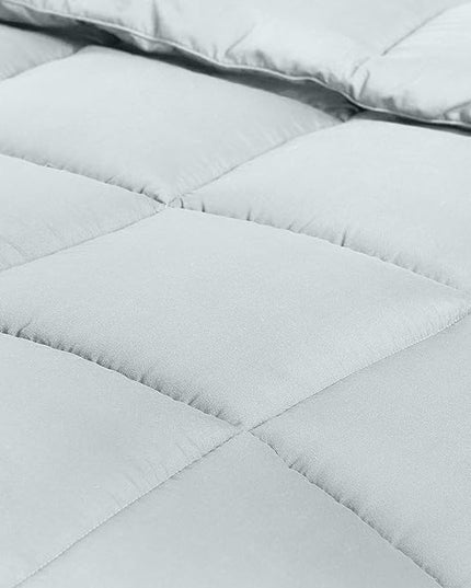 Utopia Bedding All Season 250 GSM Comforter - Plush Siliconized Fiberfill Comforters Queen Size - Box Stitched (Full/Queen, Light Gray) - LeafyLoom