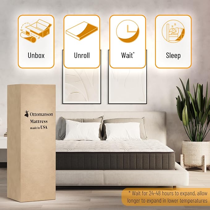Ottomanson 9" Full Mattress in a Box Made in USA, Firm Mattress, Hybrid Mattress Cool Improved Airflow with Edge to Edge Pocket Coil, Bed in A Box, Ottopedic - LeafyLoom