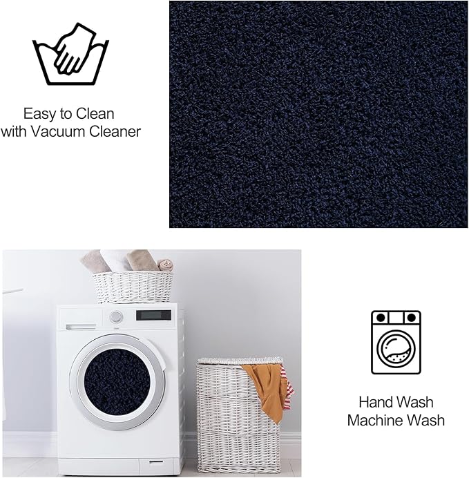 Area Rugs for Bedroom Living Room, 4x6 Navy Blue Super Soft Comfy Thickened Memory-Foam Indoor Carpets, Modern Aesthetic Minimalist Carpet for Boys Girls Adults Apartment Nursery Home Décor - LeafyLoom