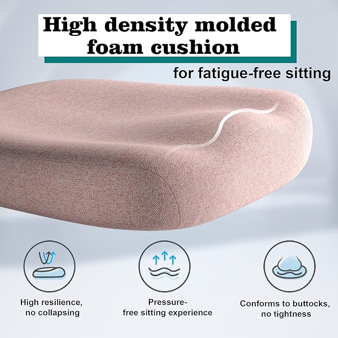 Ergonomic Office Chair, High Back Mesh Desk Chair with Thick Molded Foam Cushion, Coat Hanger, Adjustable Headrest, Lumbar Support, Tilt & Lock Function-Task Chair (Petal Pink) - LeafyLoom