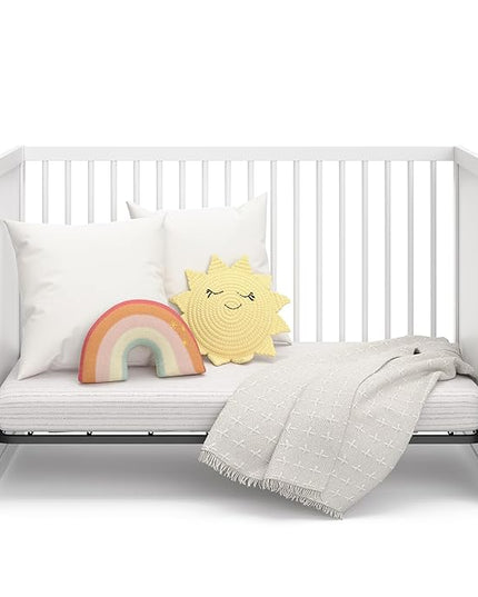 Storkcraft Calabasas 3-in-1 Convertible Crib (White) – GREENGUARD Gold Certified, Fits Standard Crib Mattress, Converts to Toddler Bed, Modern Style, Easy 30-Minute Assembly - LeafyLoom
