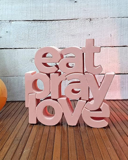 NUKKAD TALES Eat Pray Love Peach Aesthetic Table Decor – Perfect for Home or Office Desk, Shelf, Birthdays, Corporate Gifts, and Inspirational Wall Decor - LeafyLoom