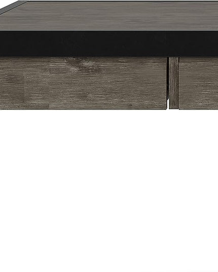 SIMPLIHOME Erina SOLID WOOD and Metal Modern Industrial 60 inch Wide Home Office Desk, Writing Table, Workstation, Study Table Furniture in Farmhouse Grey with 2 Drawers - LeafyLoom