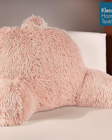 Klear Vu Shaggy Reading Pillow Back Rest Body Pillow for Adults and Kids, Lumbar and Arm Support on Bed, Chair, Couch, Sofa and Floor, 30" x 21", One Size, Apricot Sherbert - LeafyLoom