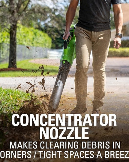 Greenworks 40V (120 MPH / 500 CFM / 75+ Compatible Tools) Cordless Axial Leaf Blower, Tool Only - LeafyLoom
