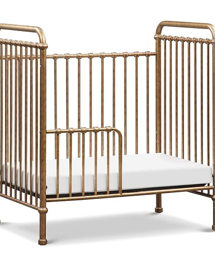 NAMESAKE Abigail 3-in-1 Convertible Mini Metal Crib in Vintage Gold, Greenguard Gold Certified - LeafyLoom