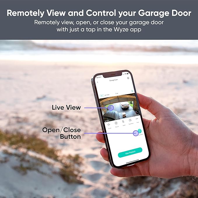 Wyze Smart Garage Door Opener w/built-in HD Video, Remotely Control Garage Door, 1080p HD Video w/Color Night Vision, Two-Way Audio WYZE