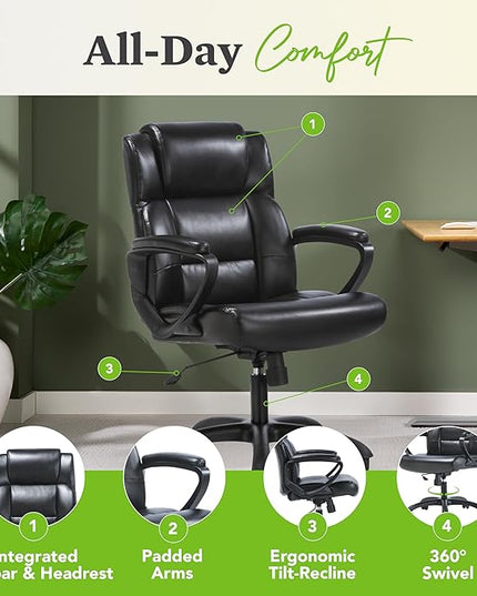 HON Executive Chair, Mid-Back, Black - LeafyLoom