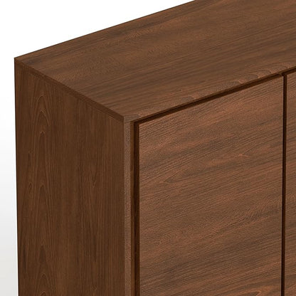 SIMPLIHOME Lowry 39 Inch Wide Modern Industrial Medium Storage Cabinet in SOLID WALNUT WOOD, For the Living Room, Entryway and Family Room - LeafyLoom