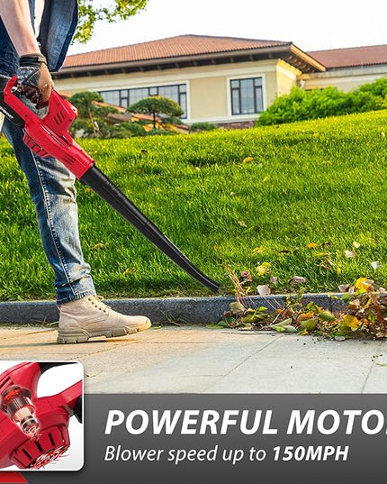 PowerSmart Cordless Leaf Blower with Battery and Charger, 2 Speed Mode, 20V Electric Lightweight Small Battery Powered Leaf Blower for Lawn Care, Patio, Jobsite - LeafyLoom