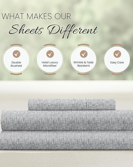 Linen Market 3 Piece Twin Bedding Sheet Set (Light Gray Chambray) - Sleep Better Than Ever with These Ultra-Soft & Cooling Bed Sheets for Your Twin Size Bed - Deep Pocket Fits 16" Mattress - LeafyLoom